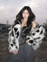 American-style Sexy Light Luxury Patchwork Fur Coat