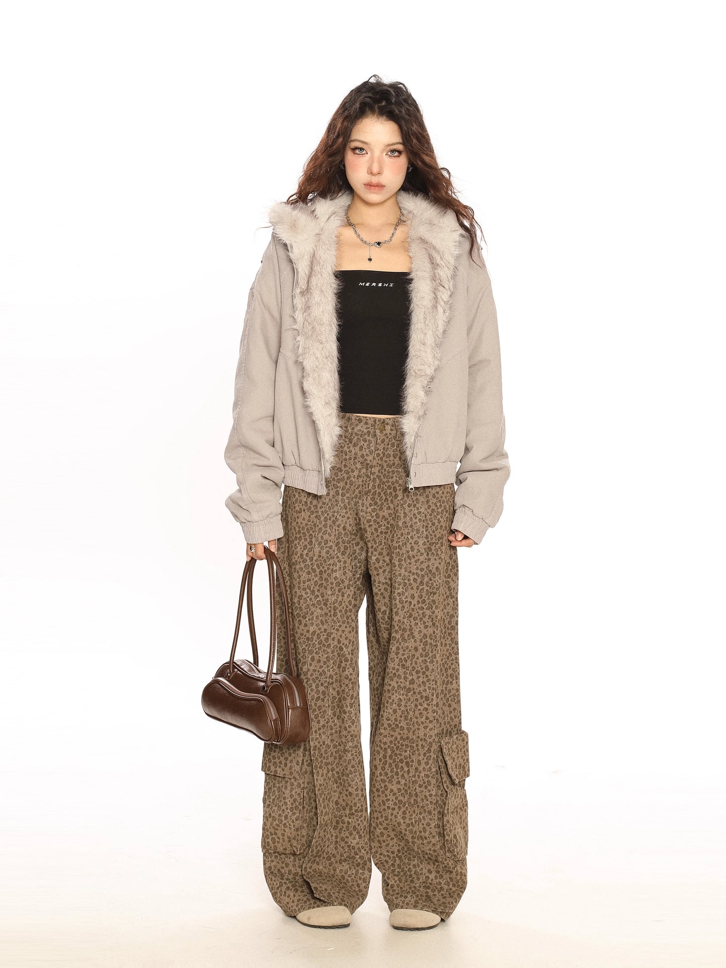 【25s Nov.】Retro Fur Collar Hooded Cotton Coat