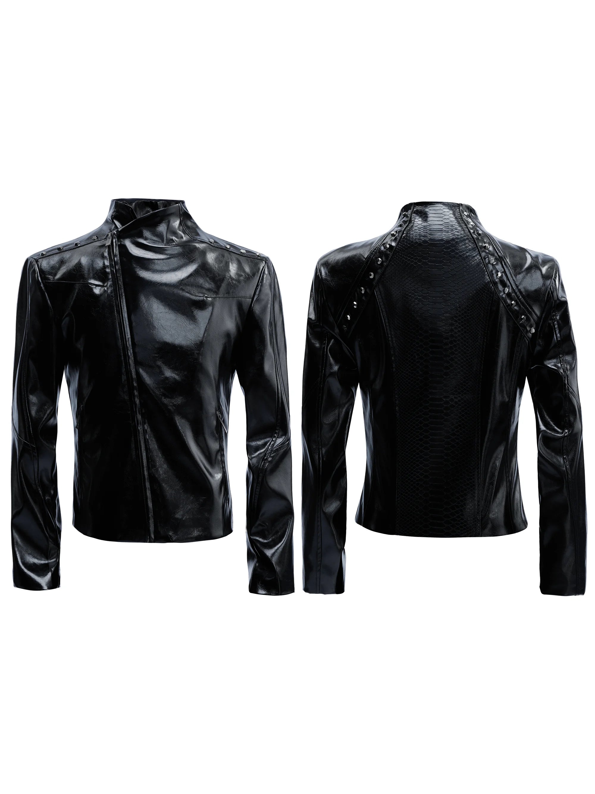 Glossy Crocodile Slim Moto Jacket