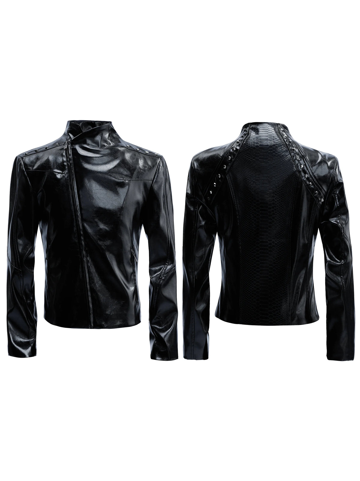 Glossy Crocodile Slim Moto Jacket
