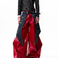 【25s Oct.】Denim Patchwork Red Leather Jacket/Double Waist Leather Pants