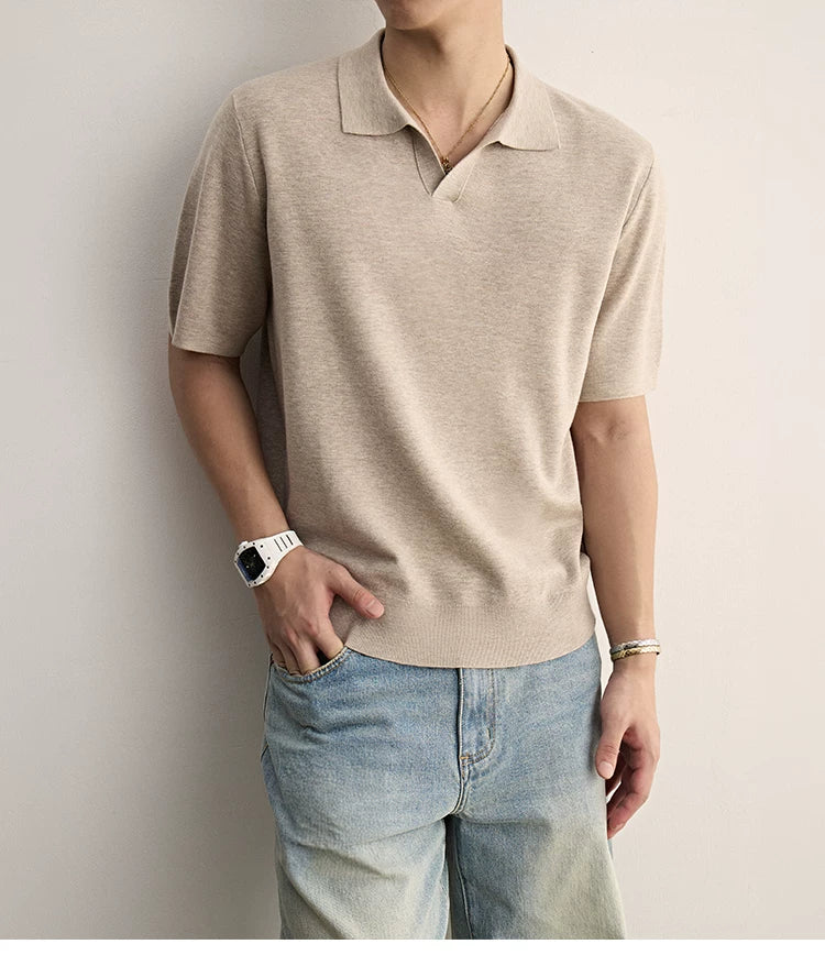 Ice Silk Knit Polo Shirt
