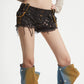 【25s Aug.】Raw Hem Patchwork Leather Denim Shorts