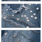 【25s Oct.】Distressed Raw-edge Metal Rivets Denim Jacket