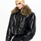 【25s Nov.】Detachable Fur Collar Short PU Leather Cotton Coat