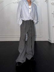 Vintage Plaid Wide-Leg Trousers