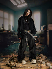 【25s Sep.】Leopard Print Paneled Double Zip Hooded Sweatshirt