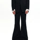 【25s Aug.】Black Flared Two-Layer Pants with Cow Print Panels