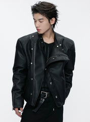 Slim Asymmetric Zip Faux Fur Jacket
