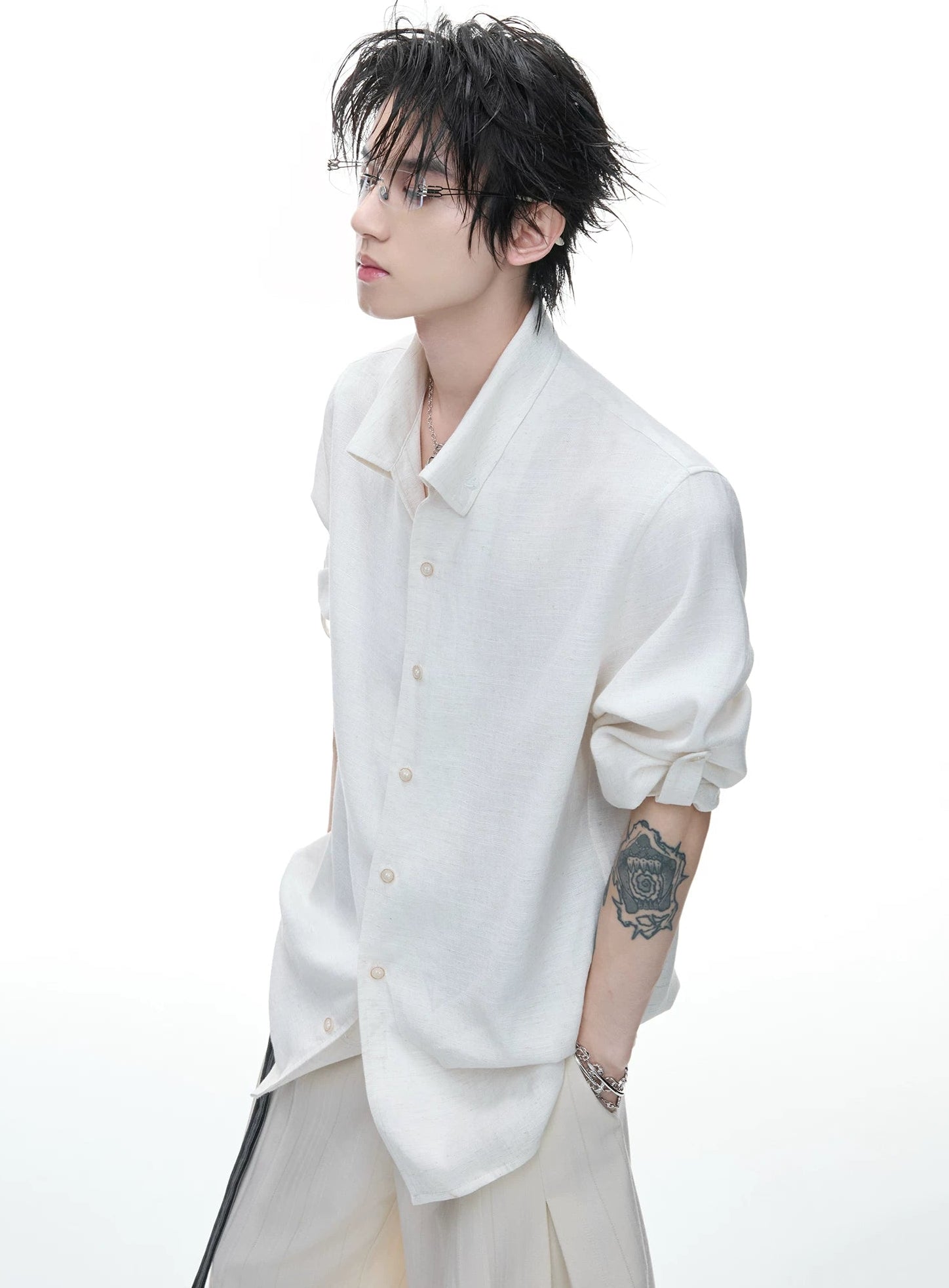 Textured Linen Relaxed Shirt