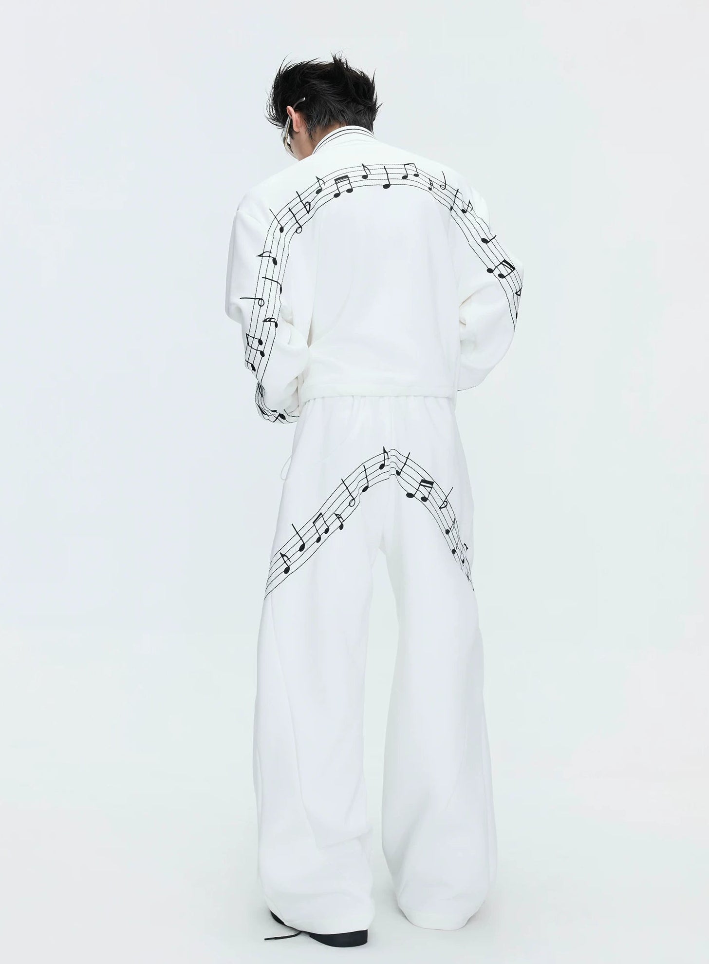 【26s May】Embroidered Music Note Structured Hoodie Set