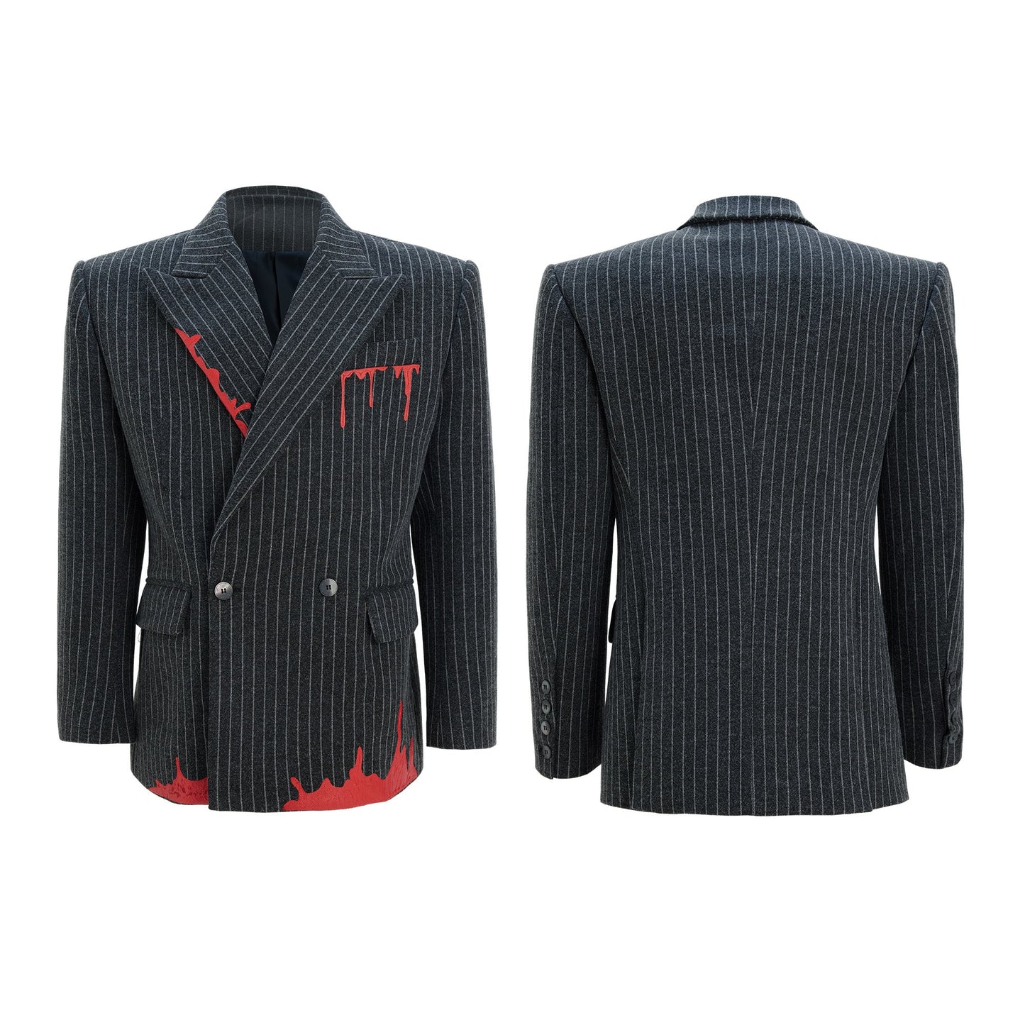 【25s Nov.】Retro Striped Paint Print Suit Jacket / Trousers