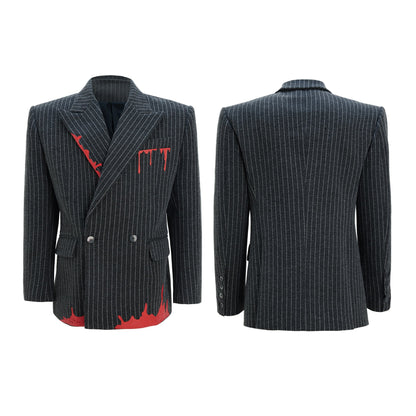 【25s Nov.】Retro Striped Paint Print Suit Jacket / Trousers