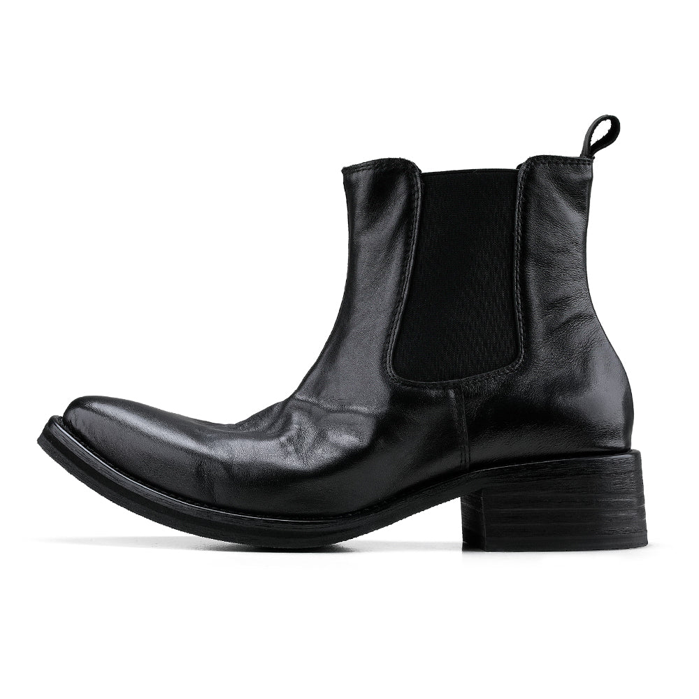 Pointed-toe Leather Platform Chelsea Boots