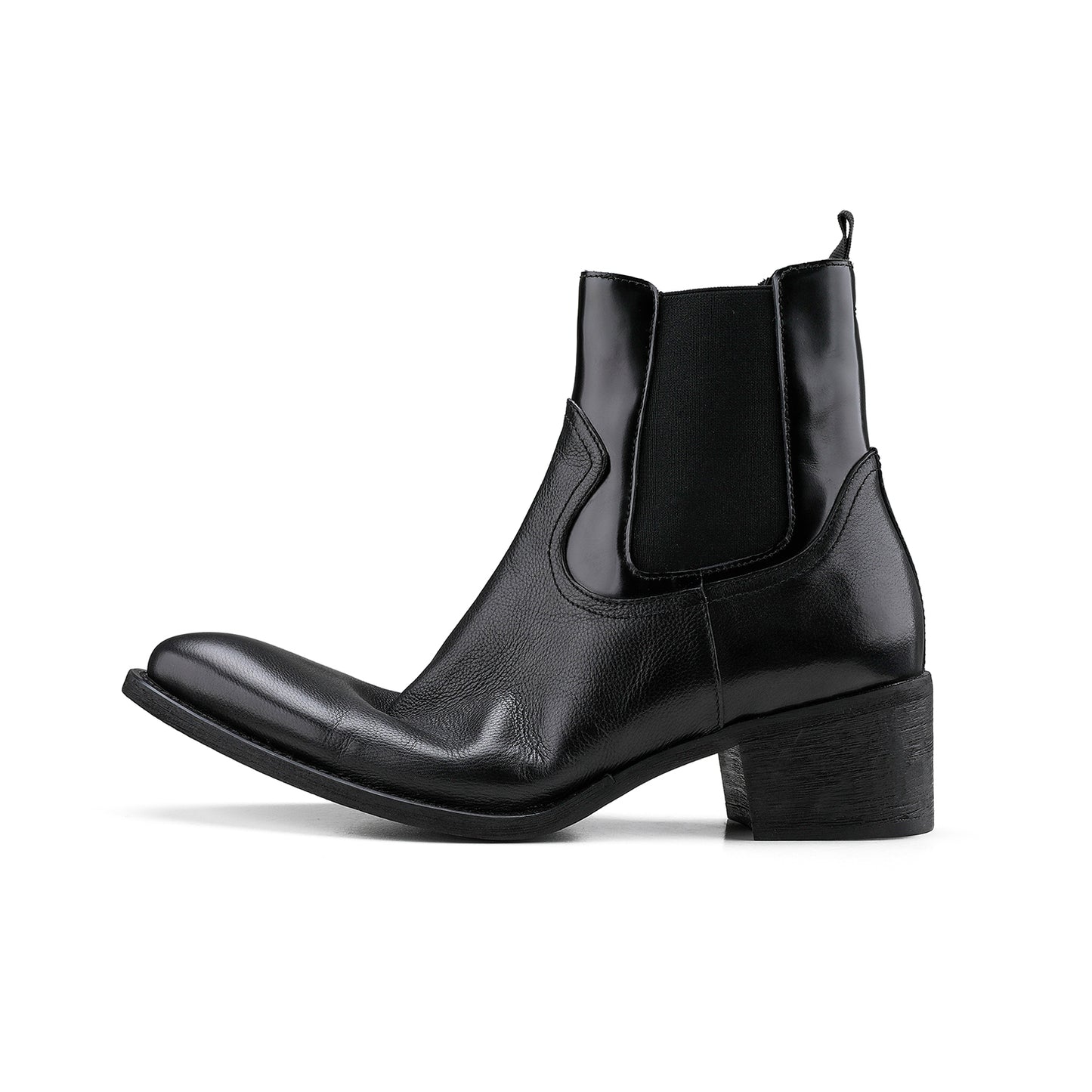 Pointed-toe Cowhide Upturned Toe Wizard Chelsea Boots