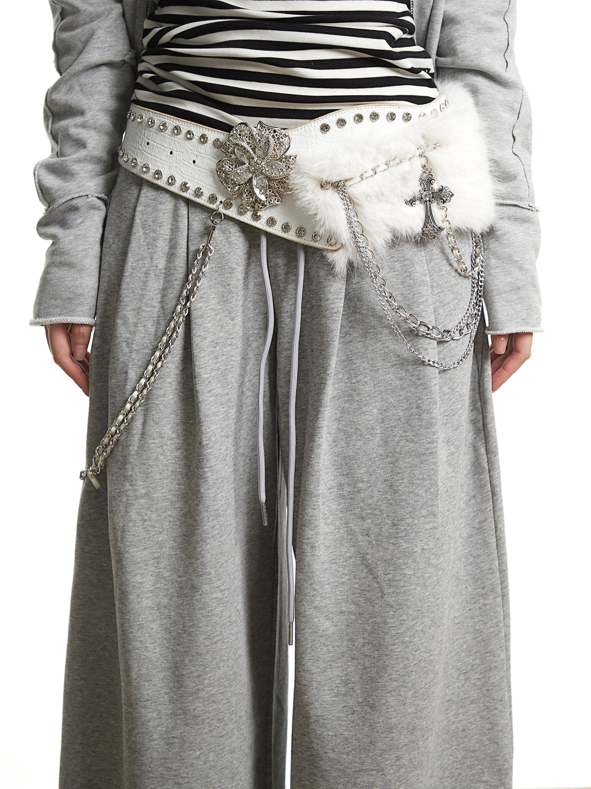 Versatile Irregular Chain Furry Belt