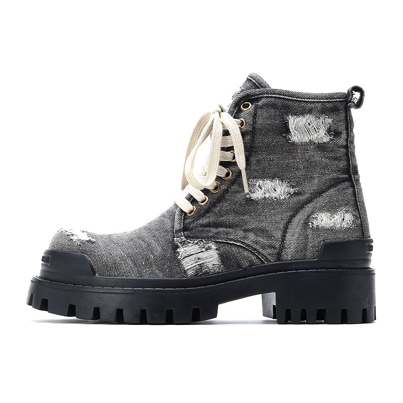 Denim canvas thick-soled Martin boots ArtsKoreanMan