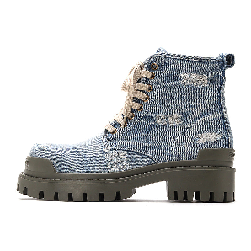 Denim canvas thick-soled Martin boots