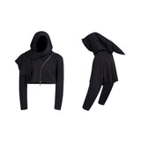 【25s Sep.】Wizard Hat Deconstructed Diagonal Zipper Hoodie