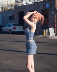 【23s August.】Trend Denim Vest Tight Skirt ArtsKoreanMan