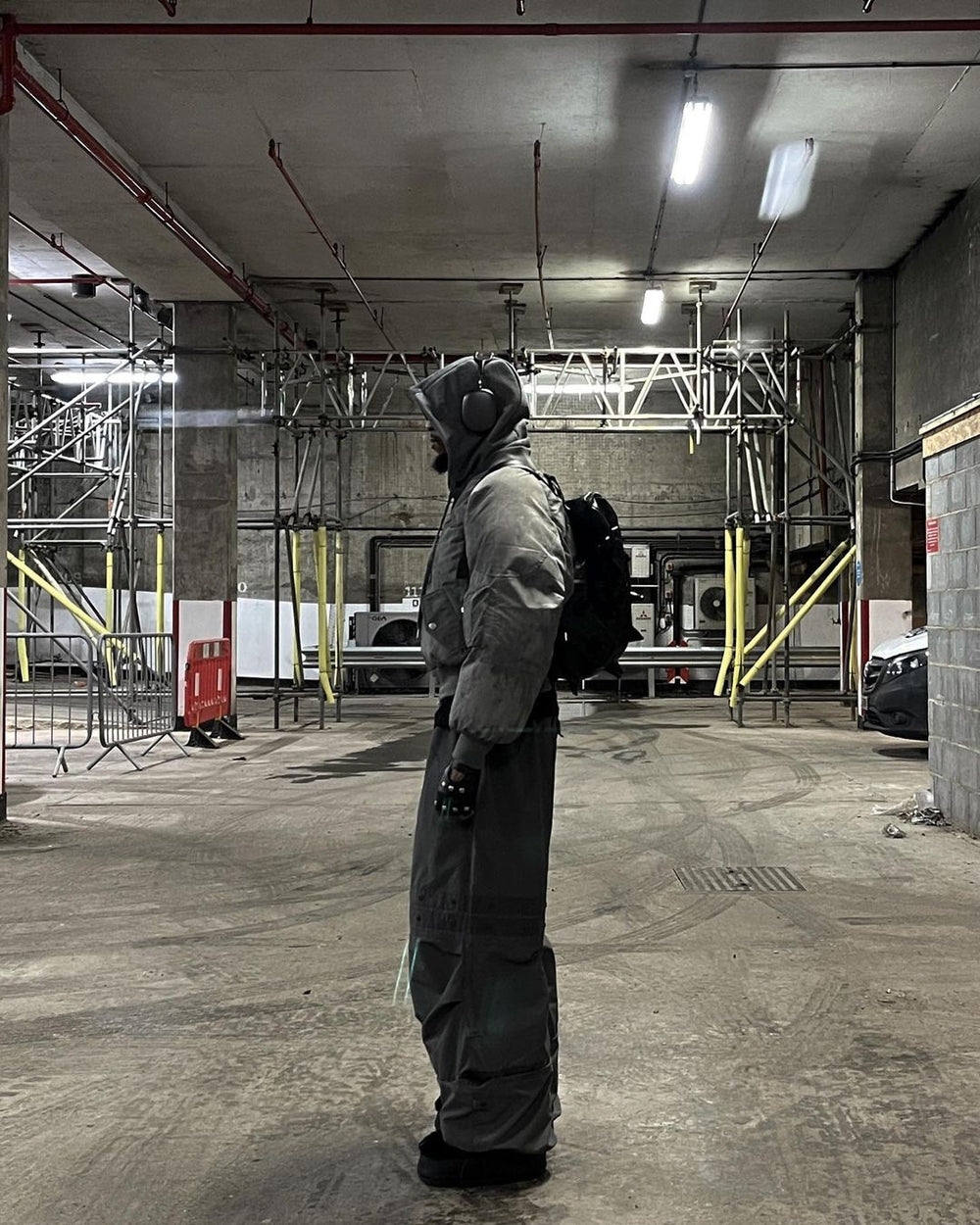 【23s November.】Distressed Fake Two-piece Design Sweatshirt Patchwork Cotton Jacket ArtsKoreanMan