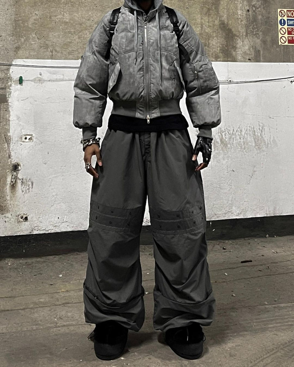 【23s November.】Distressed Fake Two-piece Design Sweatshirt Patchwork Cotton Jacket ArtsKoreanMan