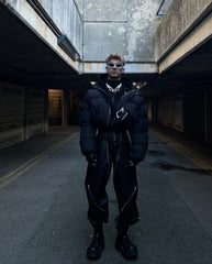 【23s October.】Snake Print Zipper Design Pu Leather Pants ArtsKoreanMan