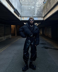 【23s October.】Snake Print Zipper Design Pu Leather Pants ArtsKoreanMan