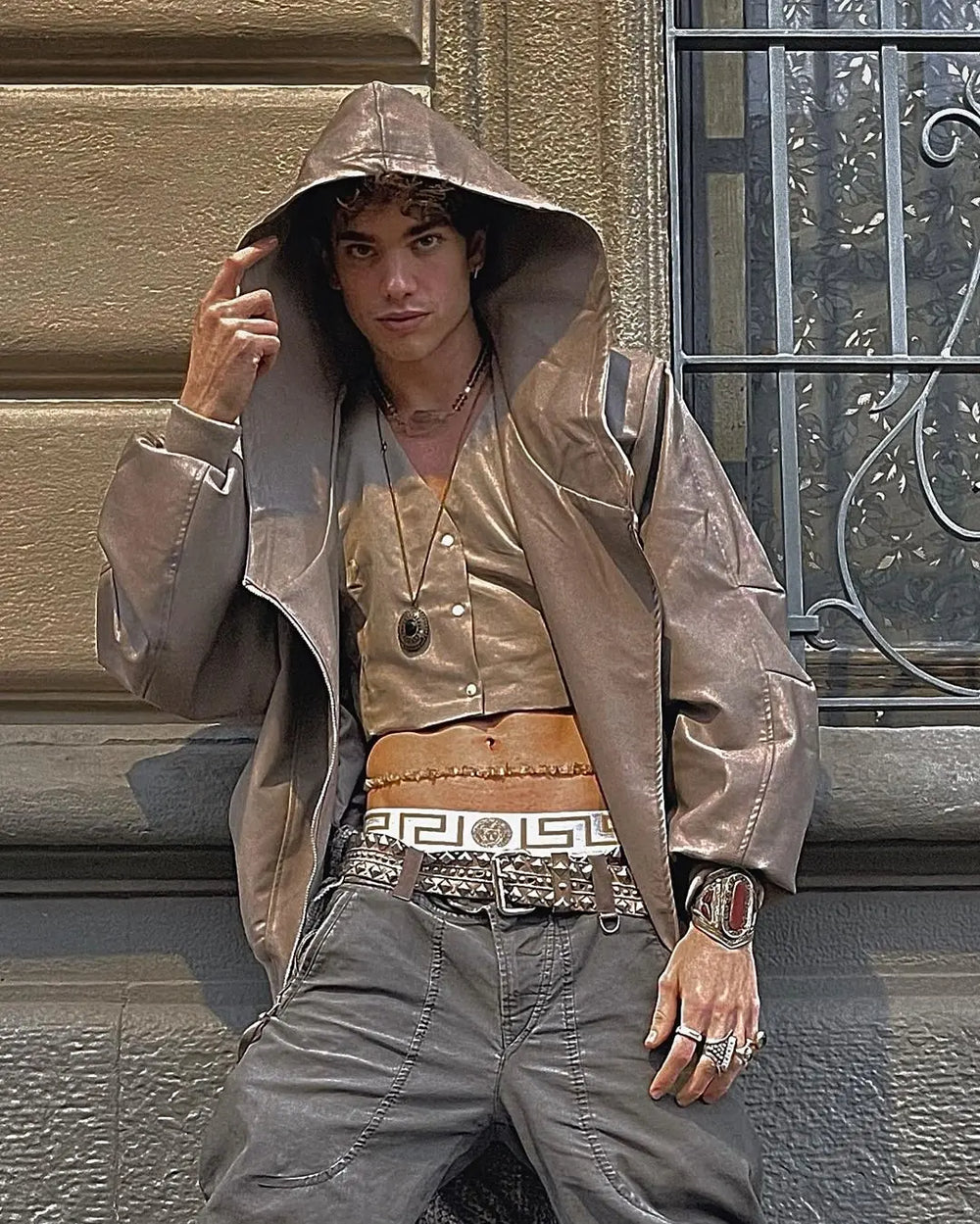 【23s September.】Niche Design Zip Hooded Leather Jacket ArtsKoreanMan