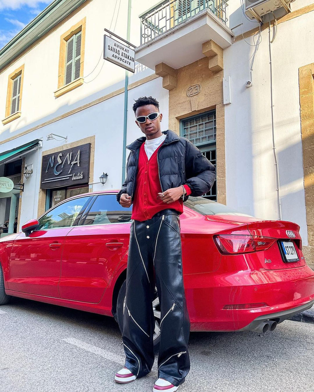 【23s October.】Snake Print Zipper Design Pu Leather Pants ArtsKoreanMan