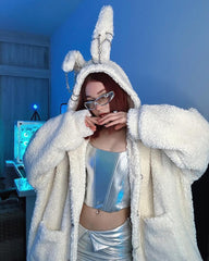 【23s December.】Cute Bunny Ears Hooded Sherpa Jacket ArtsKoreanMan