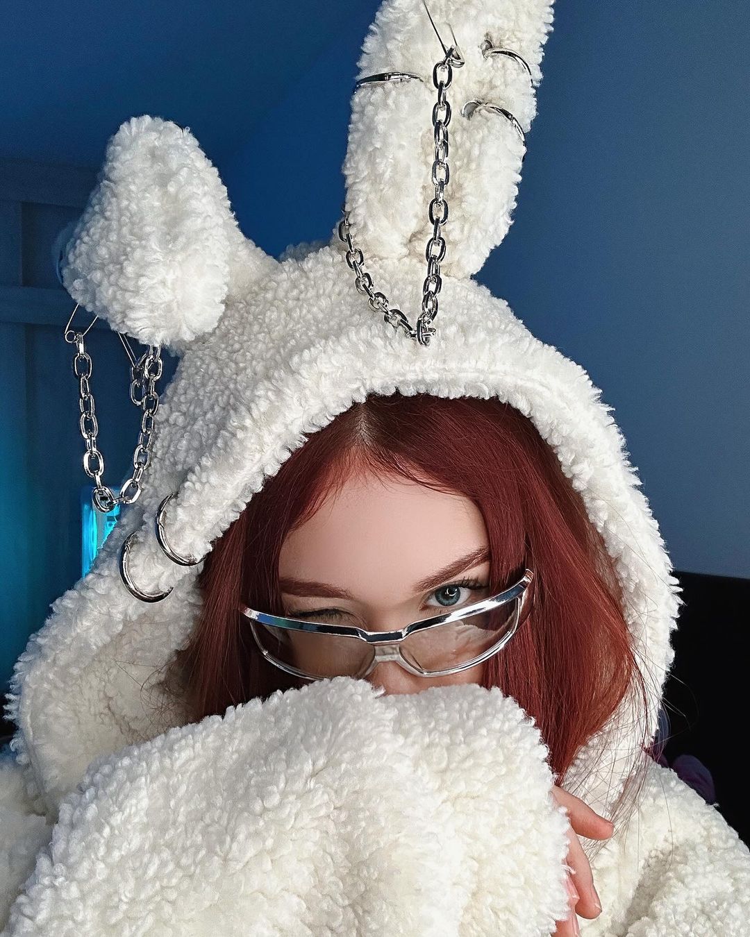 Cute Bunny Ears Hooded Sherpa Jacket ArtsKoreanMan