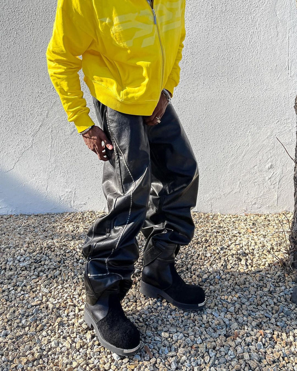 【24s March.】Deconstructed Three-dimensional Black Leather Pants ArtsKoreanMan