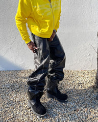 【24s March.】Deconstructed Three-dimensional Black Leather Pants ArtsKoreanMan