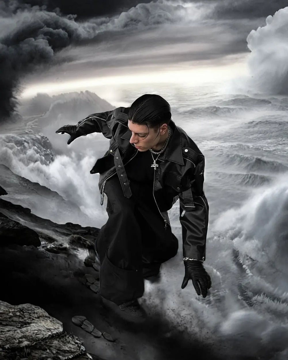 【23s Feb.】Button and Zip Leather Jacket ArtsKoreanMan