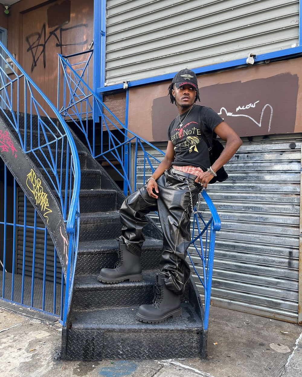 【24s March.】Deconstructed Three-dimensional Black Leather Pants ArtsKoreanMan