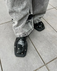 Skull Embellished Leather Shoes ArtsKoreanMan