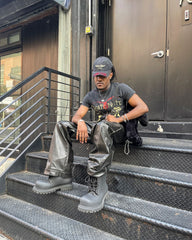 【24s March.】Deconstructed Three-dimensional Black Leather Pants ArtsKoreanMan