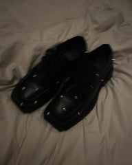 Skull Embellished Leather Shoes ArtsKoreanMan