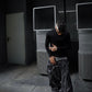 【24s Aug.】Washed Distressed Raw Edge Paneled Silhouette Jeans