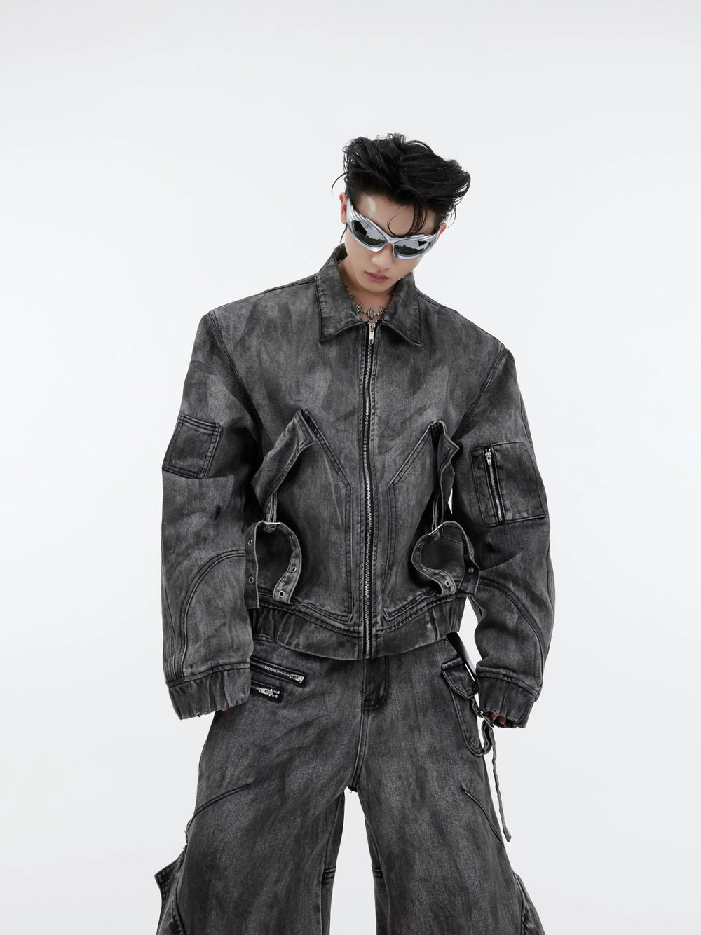 【23s September.】Vintage Denim Jacket  Baggy Cargo Pants Set ArtsKoreanMan