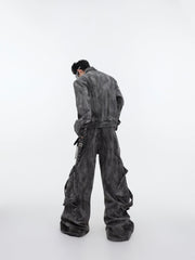 【23s September.】Vintage Denim Jacket  Baggy Cargo Pants Set ArtsKoreanMan