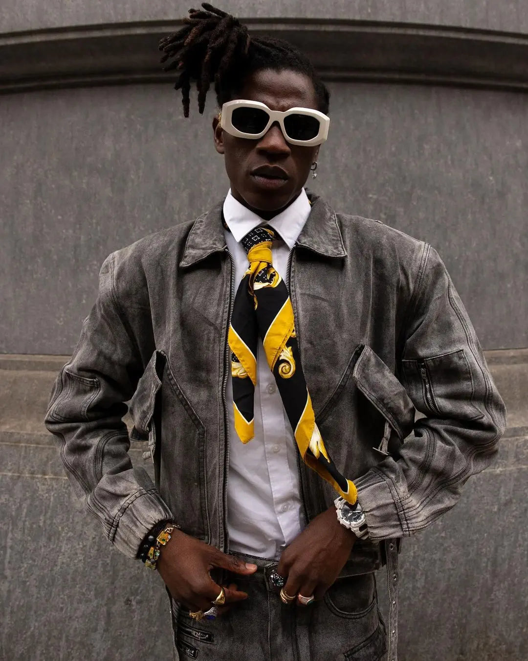 【23s September.】Vintage Denim Jacket  Baggy Cargo Pants Set ArtsKoreanMan