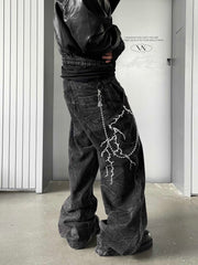 【24s Nov.】Niche Design Embroidered Lightning Loose Jeans ArtsKoreanMan