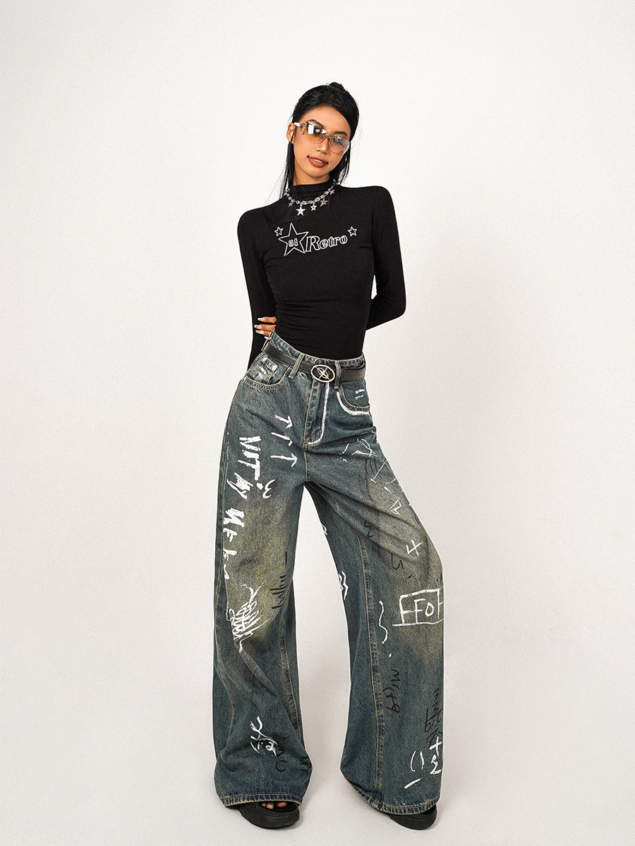 【24s Nov.】Hot Girl Distressed Loose Wide Leg Jeans ArtsKoreanMan
