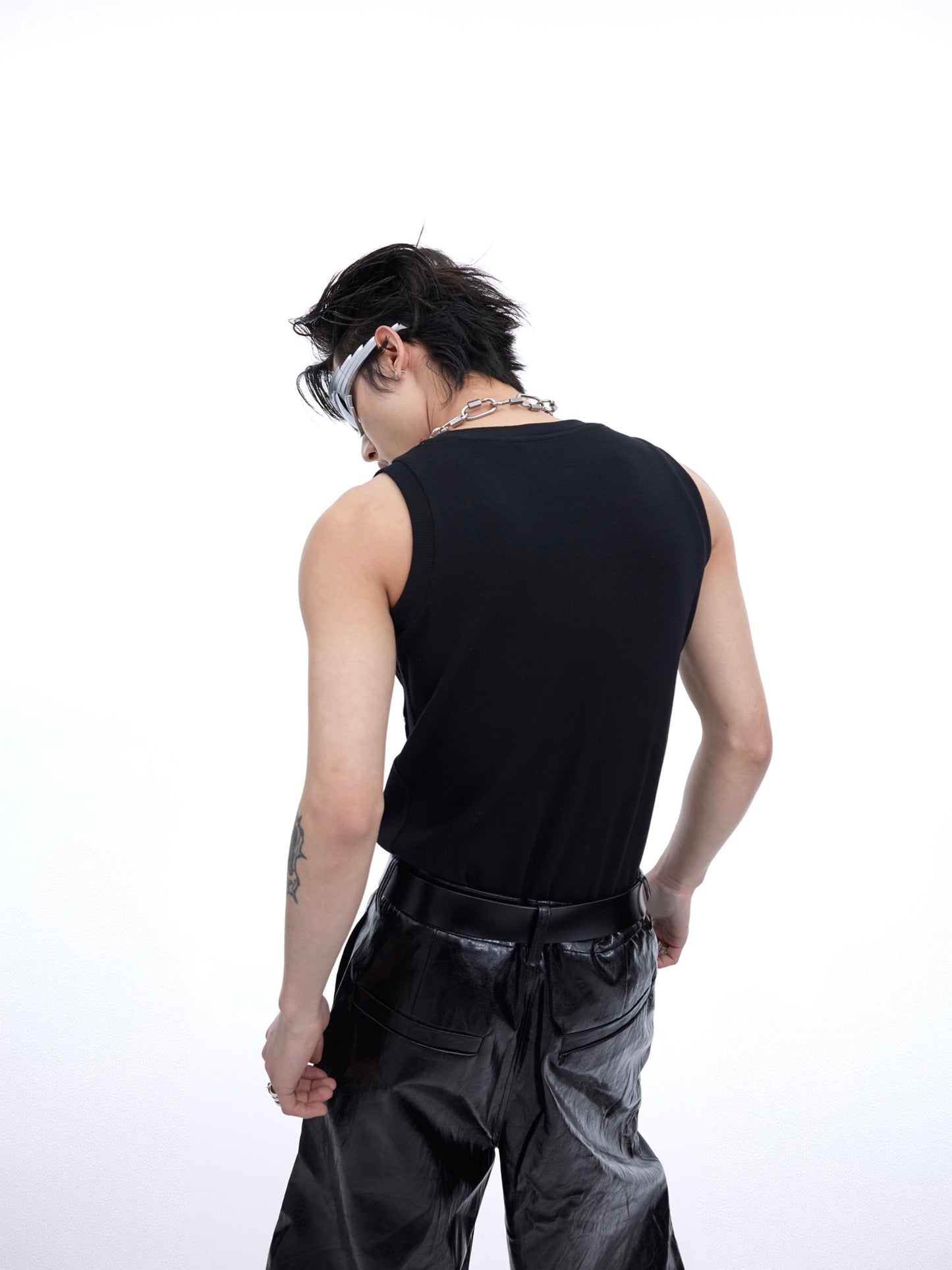 【24s March.】Metal Pleated Line Sleeveless Tank Top
