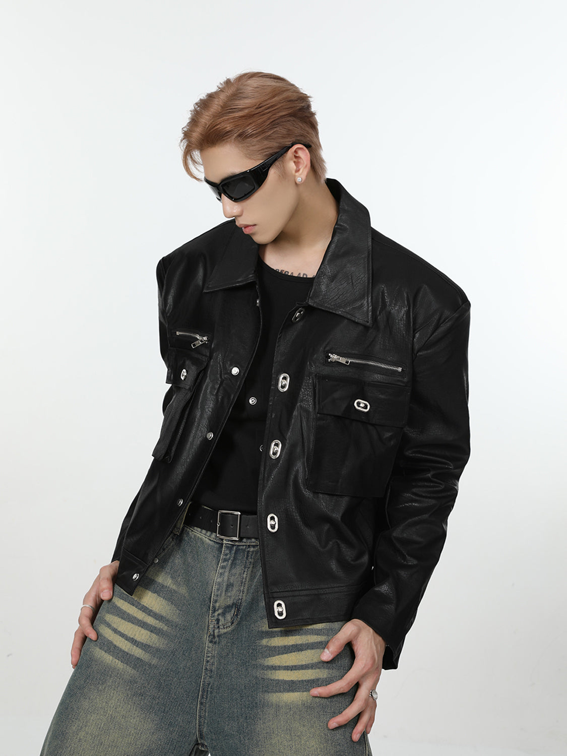 Cracked Textured Distressed Leather Jacket – ArtsKoreanMan