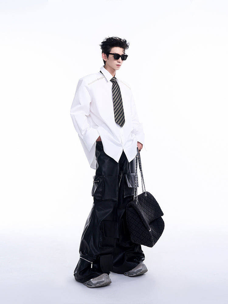 【24s Aug.】High Street Multi-pocket PU Leather Pants ArtsKoreanMan