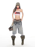 【24s Aug.】Niche High-end Graffiti Letter Denim Shorts ArtsKoreanMan
