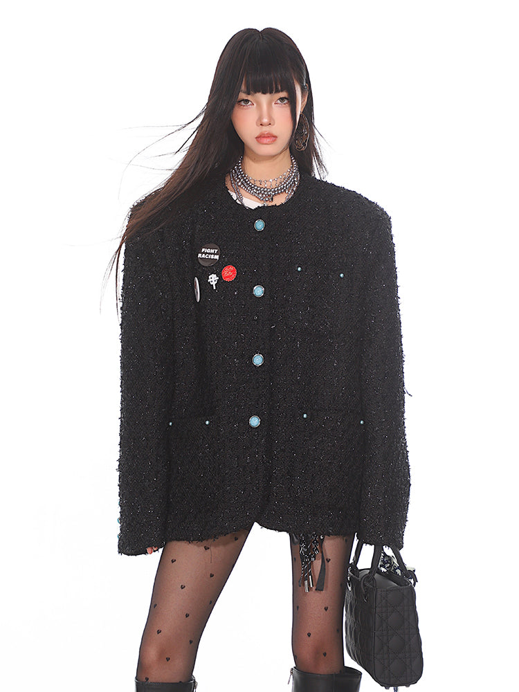 【24s Nov.】Loose Sparkle Tweed Jacket